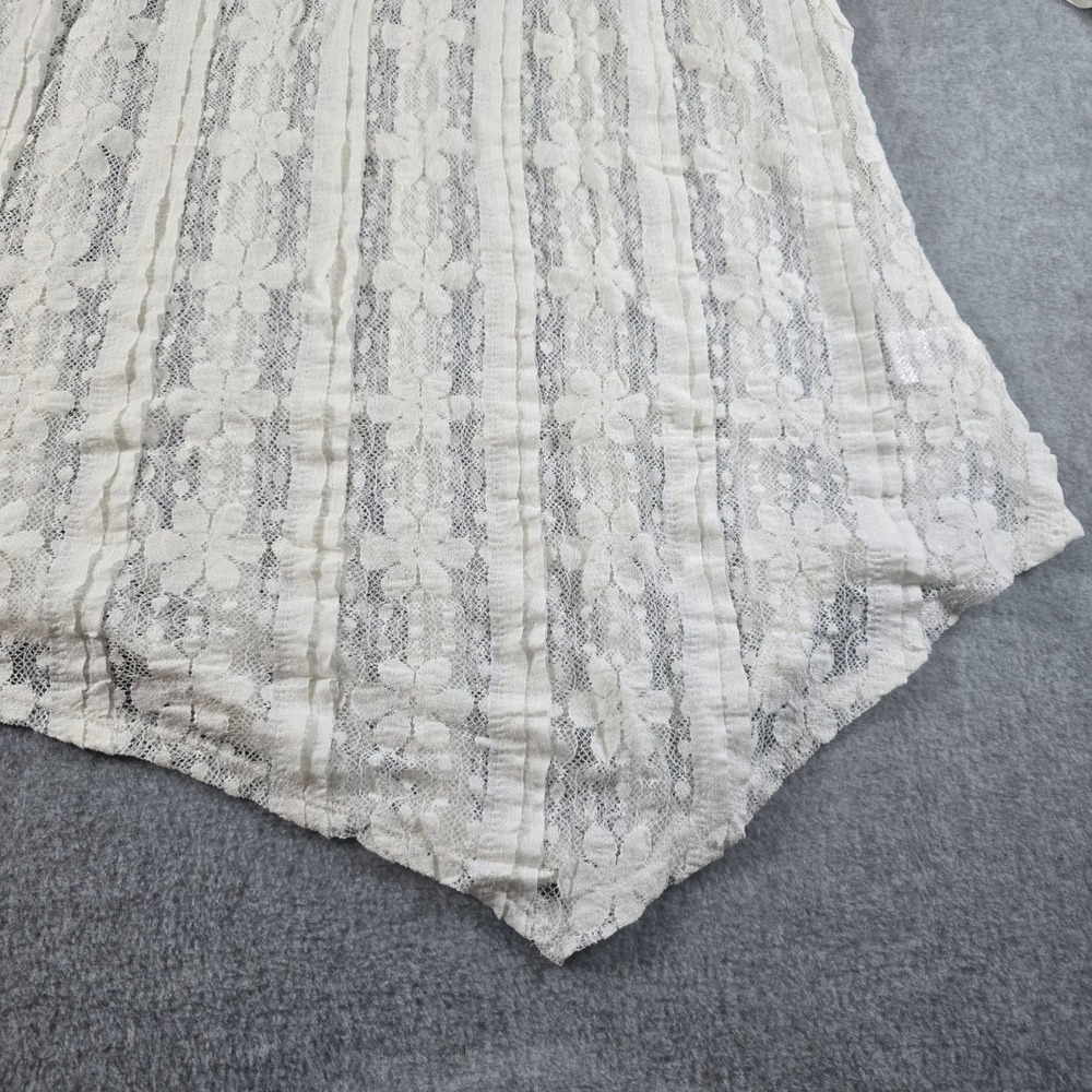 ATTITUDES by Renee White Lace Sheer Bell Sleeve Tunic Top Women's Size L whimsy - Picture 9 of 13